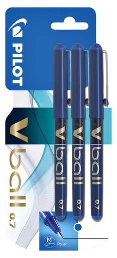 [1388382] Roller PILOT V-Ball 07 Medium bleu 3 pièces