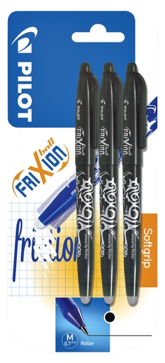 [1388387] Rollerpen PILOT friXion medium zwart blister à 3 stuks