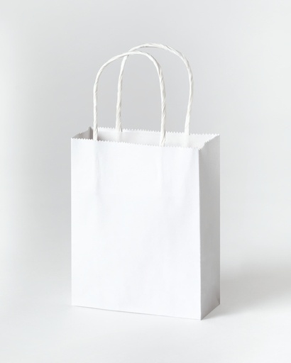 [1388933] Sac en papier avec poignées 110g 12x15x5,5cm kraft blanc 20 pièces