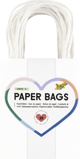 [1388933] Tas met handvat Folia kraftpapier 110gr 12x15x5.5cm 20 stuks wit