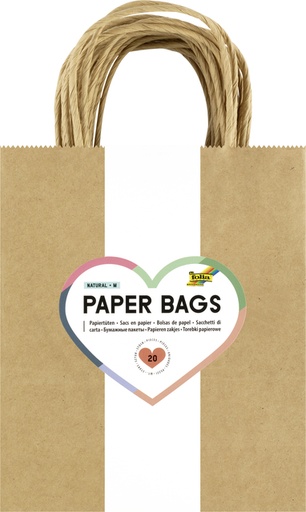 [1388935] Tas met handvat Folia kraftpapier 125gr 18x21x8cm 20 stuks naturel