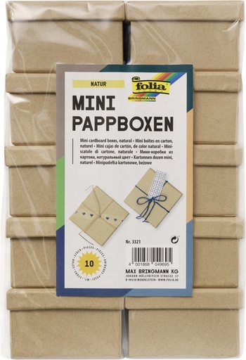 [1388939] Doos karton Folia mini 7,5x7,5x4,5cm 10 stuks kraft