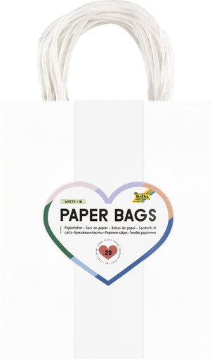 [1388945] Sac en papier avec poignées 110g 18x21x8cm kraft blanc 20 pièces
