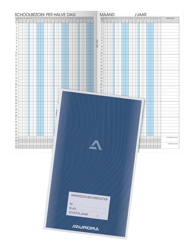 [1389132] Aanwezigheidsregister Aurora 155x260mm Nederlandstalig 56 pagina's
