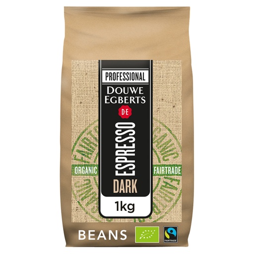 [1389274] Koffie Douwe Egberts espresso bonen dark roast Organic & Fairtrade 1kg