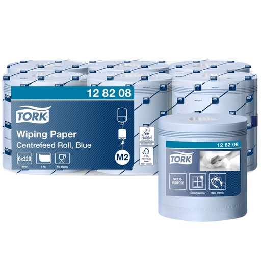 [1391505] Papier d'essuyage Tork M2 Advanced 128208 1 épaisseur 320m bleu