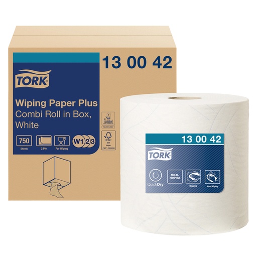 [1391491] Poetspapier Tork W2 Plus Premium 2-laags 750 vel wit 130042