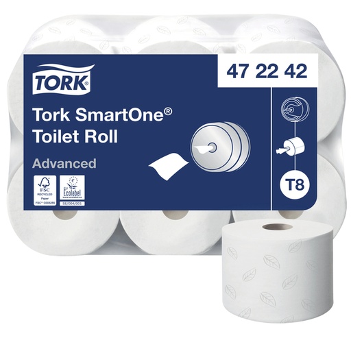 [1391490] Papier toilette Tork T8 Advanced SmartOne 472242 2 épaisseurs 207m blanc