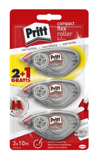 [1388703] Roller correcteur Pritt compact flex 4,2mmx10m blister 2+1 gratuit