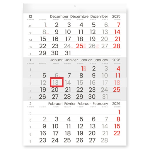 [1388877] Calendrier trimestriel 2026 INNI Manager format compact