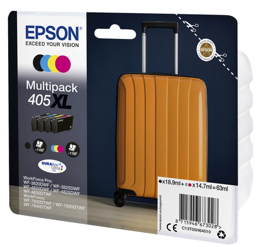 [1391717] Cartouche d''encre Epson 405XL T05H64 noir + 3 couleurs