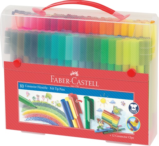[1396579] Feutre couleur Faber Castell Connector assorti mallette cadeau 80 pièces
