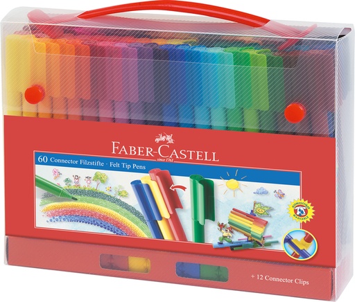 [1396581] Kleurstiften Faber-Castell Connector assorti koffer à 60 stuks