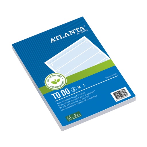 [1391690] Things To Do Djois Atlanta Bloc recyclé 148x105mm 100 feuilles 70g bleu