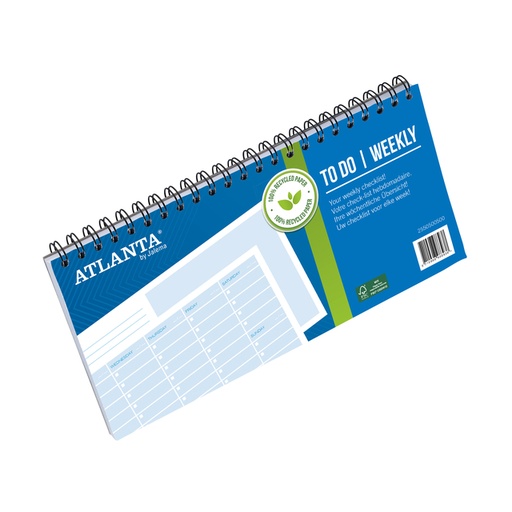 [1391692] Things To Do Djois Atlanta Weekly recyclé 297x150mm 60 feuilles 70g paysage bleu