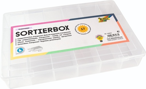 [1388940] Boîte de rangement Folia 17 compartiments 18x26,5x4cm transparent