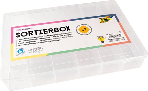 [1388940] Opbergdoos Folia 17 vakken 18x26,5x4cm transparant