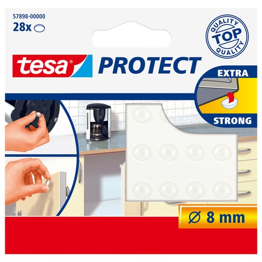 [1397021] Anti-slip en geluiddempers tesa® Protect rond  Ø8mm transparant 28 stuks