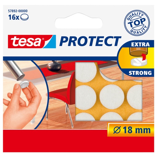[1397034] Feutrine anti-rayures tesa® Protect Ø18mm blanc 16 pièces