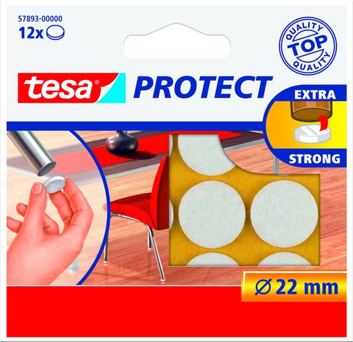 [1397028] Feutrine anti-rayures tesa® Protect Ø22mm blanc 12 pièces