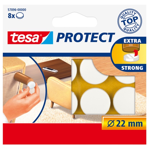 [1397028] Feutrine anti-rayures tesa® Protect Ø22mm blanc 12 pièces