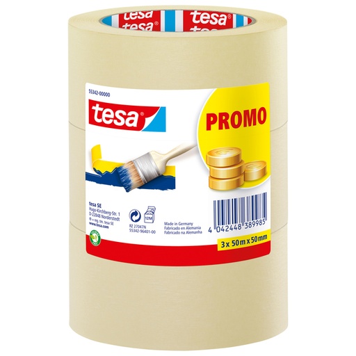 [1396982] Afplaktape tesa®  Economy 50mmx50m geel 3 rollen