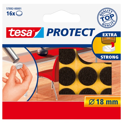 [1397001] Beschermvilt tesa® Protect anti-kras  Ø18mm bruin 16 stuks