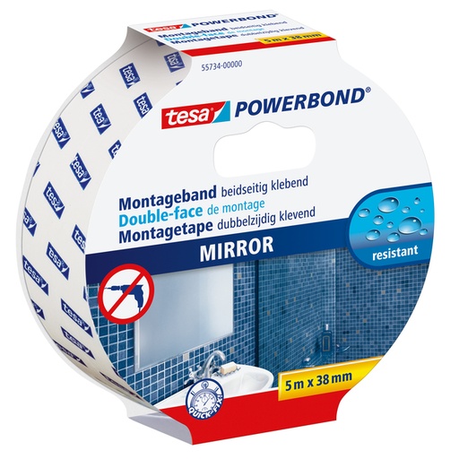 [1397037] Ruban de montage tesa® Powerbond miroir double face 5mx38mm blanc