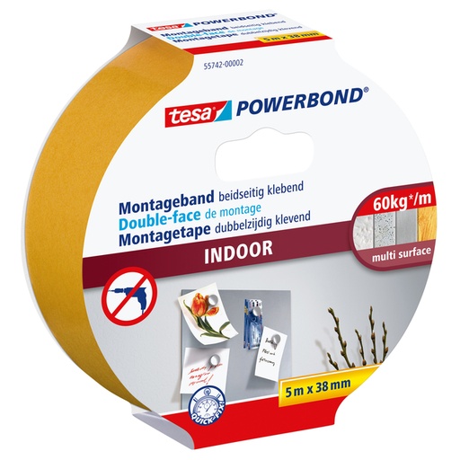 [1397003] Ruban de montage tesa® Powerbond Indoor double face adhésif 5mx38mm blanc