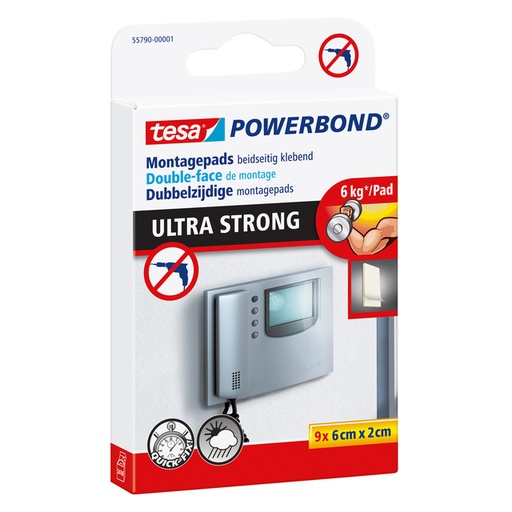 [1396951] Montage pad tesa® Powerbond Ultra Strong dubbelzijdig 2x6cm 9 stuks