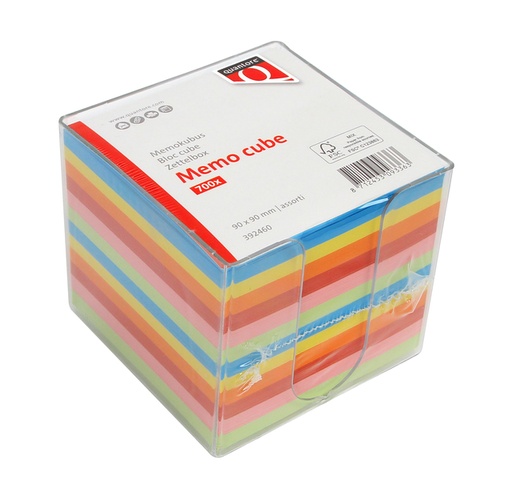 [392460] Cube mémos Quantore 90x90mm transparent assorti