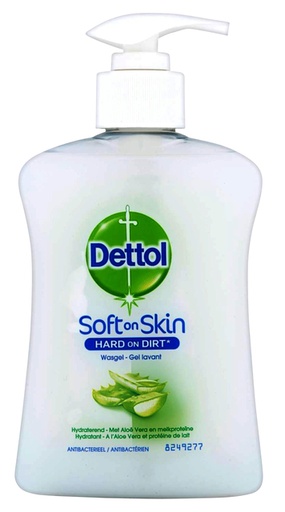 [1397858] Savon gel mains Dettol Hydrating Aloe Vera antibactérien 250ml avec pompe