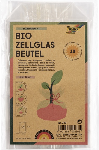 [1398438] Sachet cellophane Folia 95x160mm transparent 10 pièces
