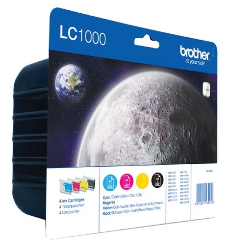 [411727] Inktcartridge Brother LC-1000VALBP zwart + 3 kleuren