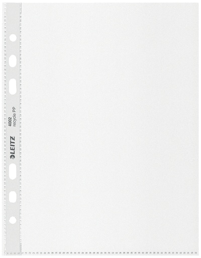 [1398124] Pochette Leitz Recycle A5 6 perforations PP 100µ transparent 25 pièces