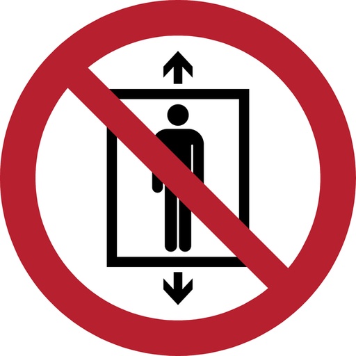 [1398473] Pictogram bordje Djois Verboden lift te gebruiken door personen Ø 200mm  Rood