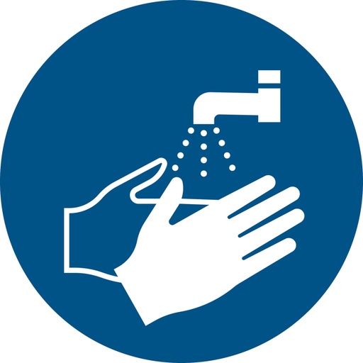 [1398505] Pictogram bordje Djois Handen wassen verplicht Ø 200mm  Blauw