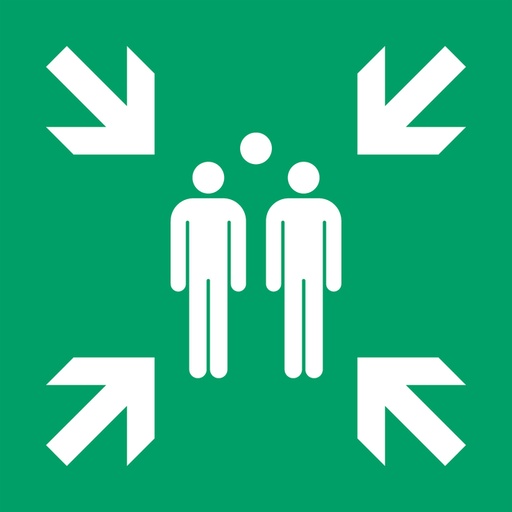 [1398506] Pictogram bordje Djois Verzamelplaats 200x200mm groen