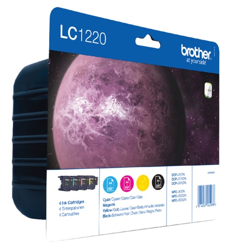 [411138] Inktcartridge Brother LC-1220VALBP zwart + 3 kleuren