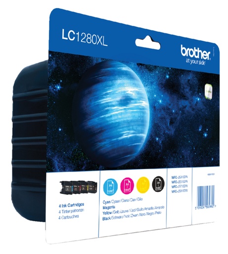 [411104] Inktcartridge Brother LC-1280XLVALBP zwart + 3 kleuren