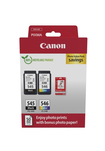 [404142] Cartouche d’encre Canon PG-545+CL-546 noir+couleur+ papier
