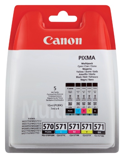 [402353] Inktcartridge Canon PGI-570 + CLI-571 2x zwart + 3 kleuren