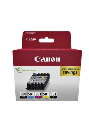 [405351] Cartouche d’encre Canon PGI-580+CLI-581 2xnoir + 3couleurs