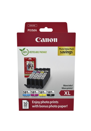 [405353] Inktcartridge Canon CLI-581XL 4 kleuren + papier