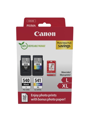 [405796] Cartouche d'encre Canon PG-540XL + CL541XL noir+couleur+papier