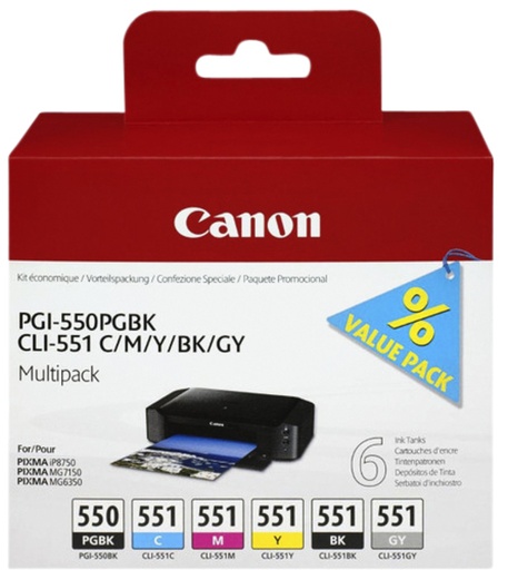 [401853] Inktcartridge Canon PGI-550 + CLI-551 zwart + 5 kleuren