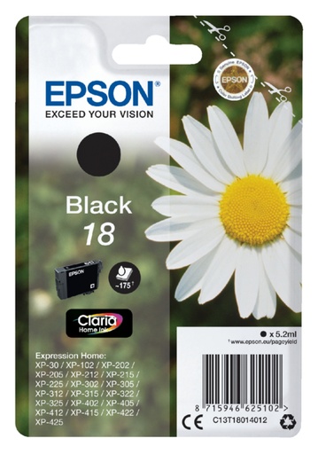 [402510] Cartouche d’encre Epson 18 T1801 noir