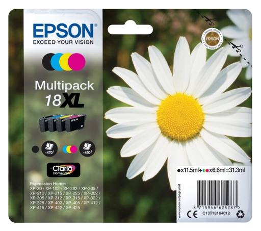 [402519] Inktcartridge Epson 18XL T1816 zwart + 3 kleuren