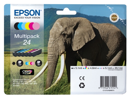 [404110] Cartouche d’encre Epson 24 T2428 photo HD noir+5 couleurs