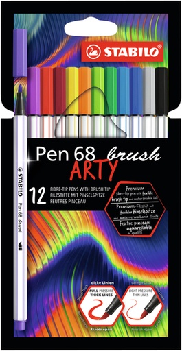 [1400196] Brushstift STABILO Pen 568/12 Arty assorti etui à 12 stuks